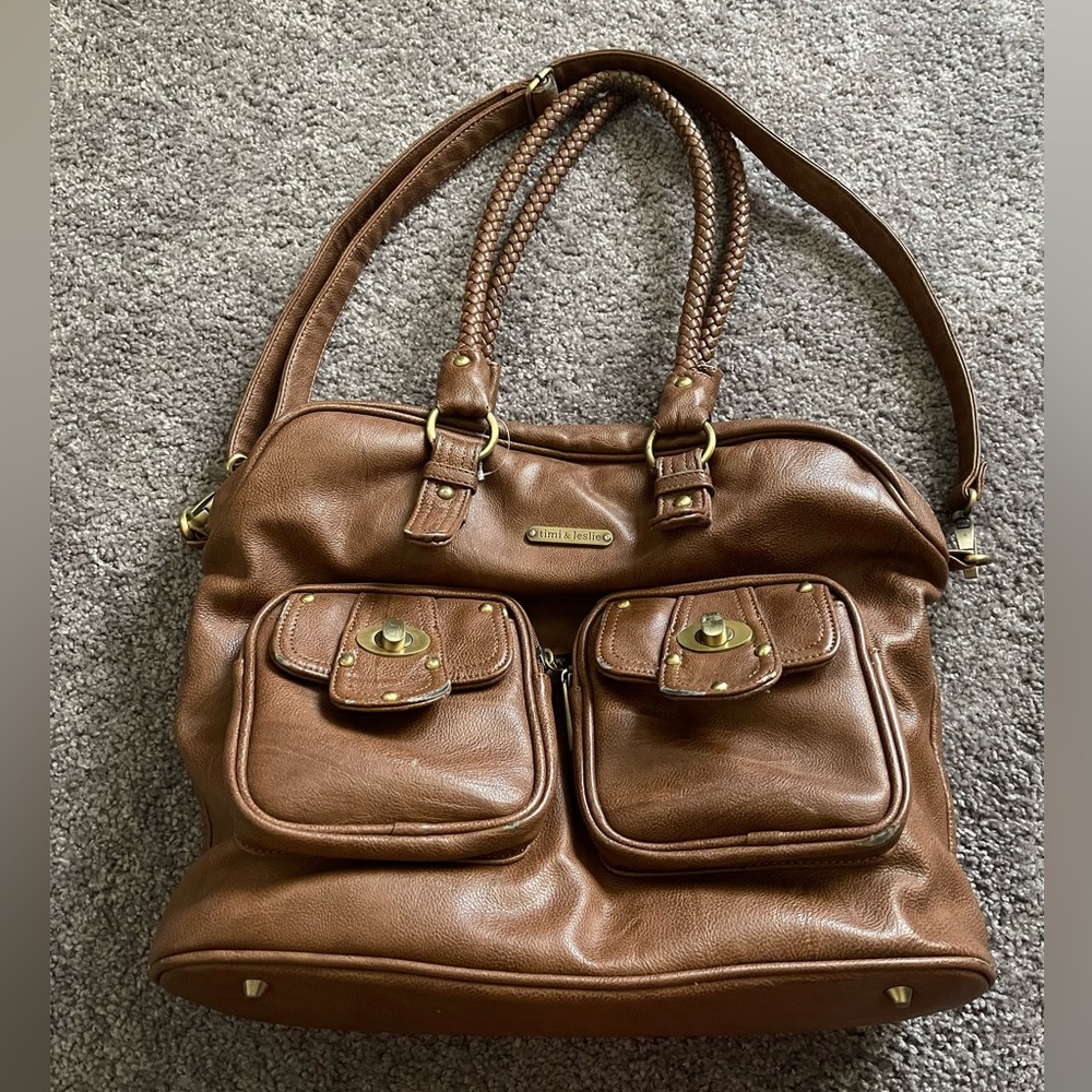 Timi and Leslie caramel satchel diaper bag